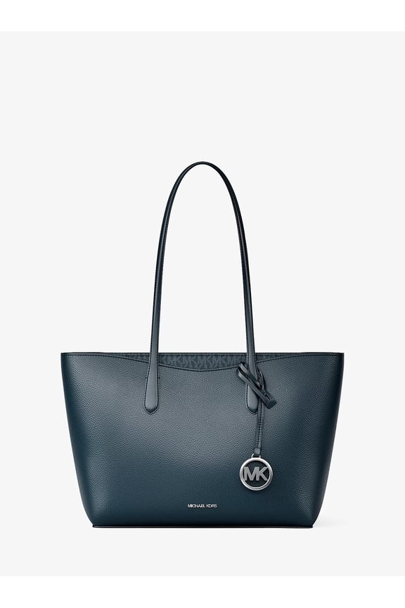 Arden Large Pebble Leather Top-Zip MK Signature Tote Bag Admiral