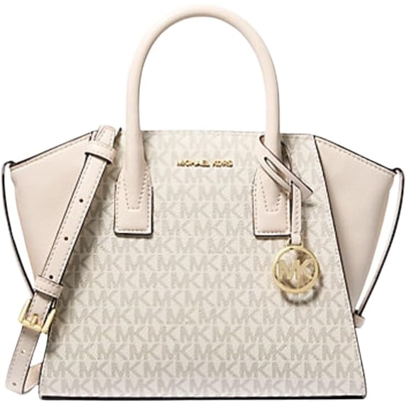 Michael Kors Avril Small Logo Leather Tote Bag, Light Cream, Light Cream Multi