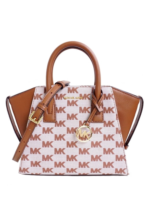 Women's Avril Small Signature Logo Jacquard Satchel Shoulder Crossbody Bag (Luggage)