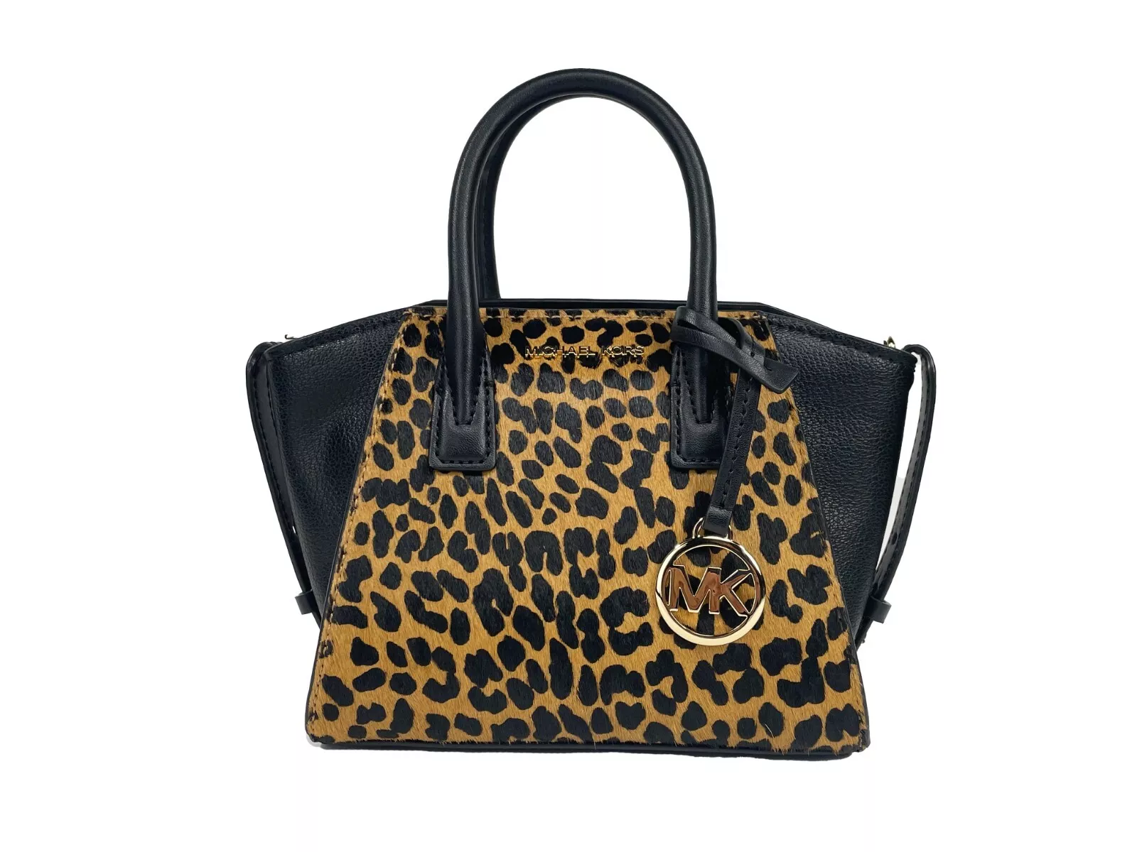 Michael Kors Avril XS Black Cheetah Satchel Crossbody Bag