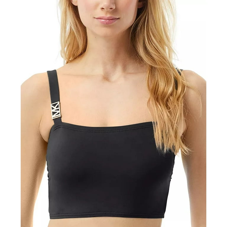 Michael Kors BLACK Logo Bralette Bikini Swim Top, US Large