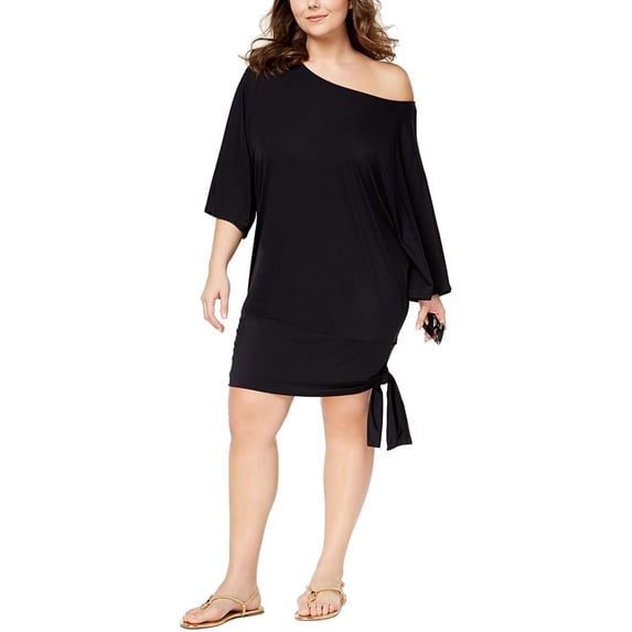 Michael Kors BLACK Plus Size Side-Tie Dress Cover-Up, US 3X
