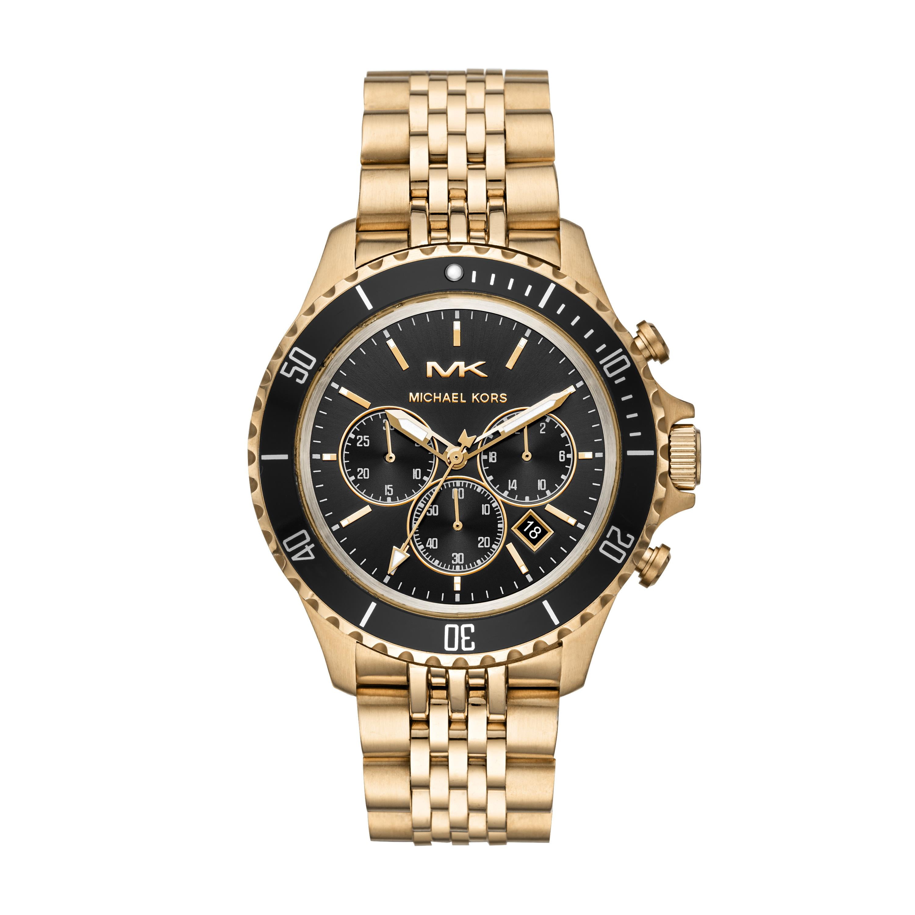 みー こーら Michael Kors Bayville Men's Watch, Yellow Gold-Tone Stainless
