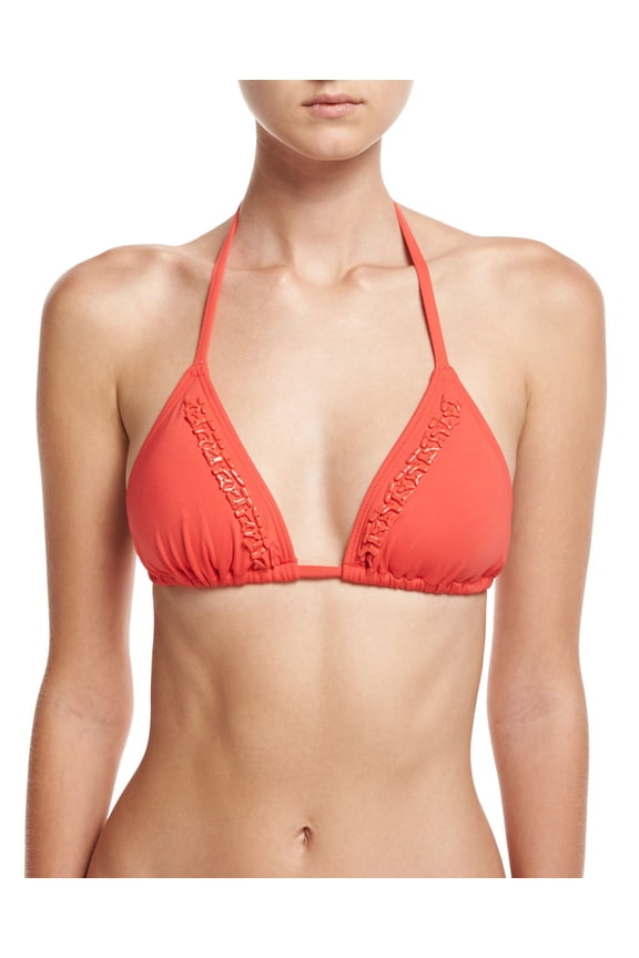 Beaded Triangle Bra, Red, X-Small