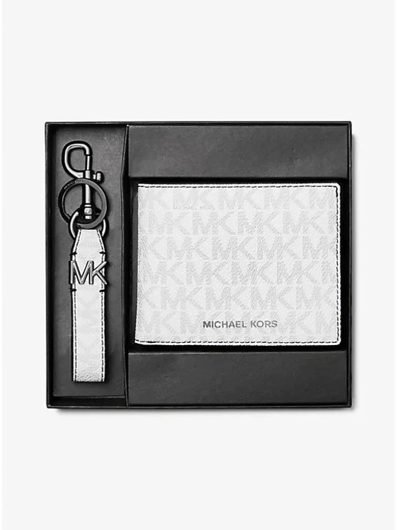 Bright White Logo Wallet & Keychain Set Gift Box $168