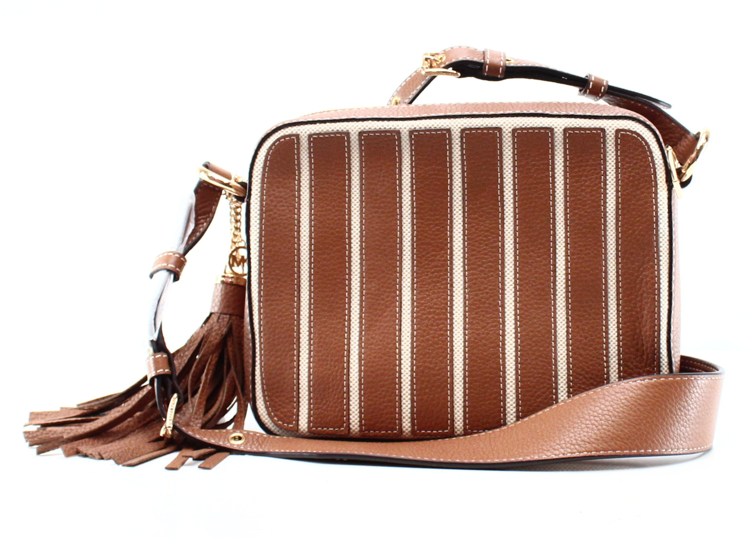 Michael Kors Brooklyn Applique Leather Large Camera Crossbody Acorn Brown Walmart