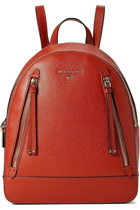 Brooklyn Medium Leather Backpack, Deep Orange