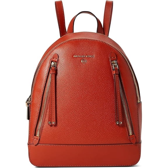 Michael Kors Brooklyn Medium Leather Backpack, Deep Orange