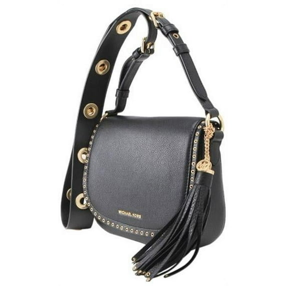Michael Kors Brooklyn Medium Leather Saddlebag - Black - 30F6Abnm8L-001