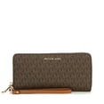 thumbnail image 1 of Michael Kors Brown Signature Logo Print Canvas Continental Travel Wallet, 1 of 4