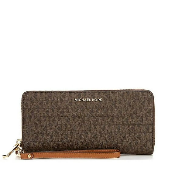 Michael Kors Brown Signature Logo Print Canvas Continental Travel Wallet