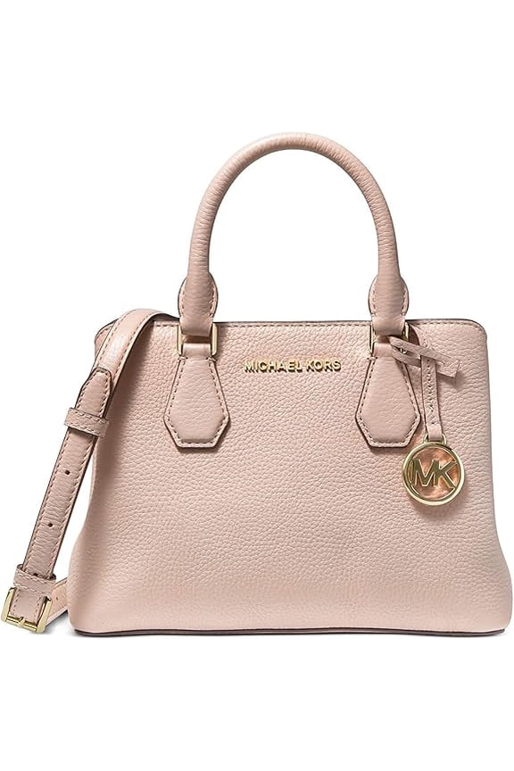 Women's Camille Small Pebbled Leather Satchel Handbag (Soft Pink)