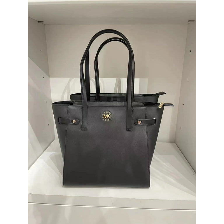 Michael Kors Carmen Small Black Saffiano Leather Pouchette Handbag Purse Bag
