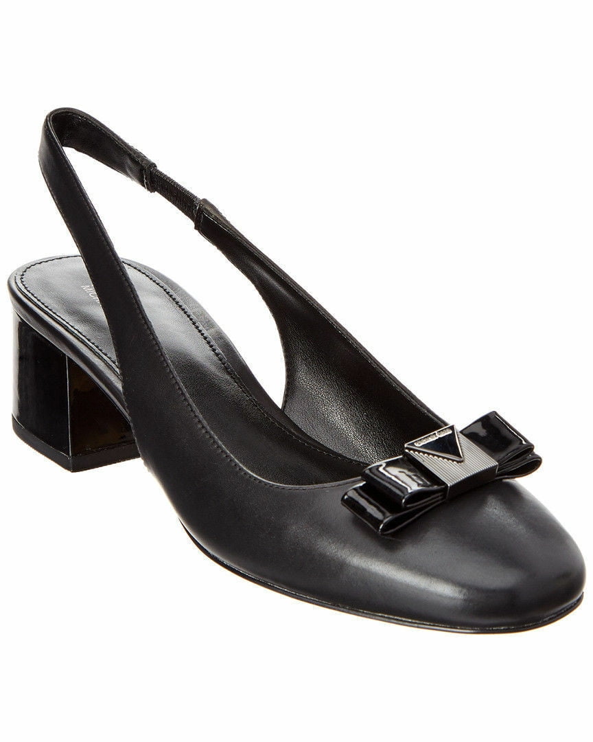 Michael Kors Caroline 7 Black Slingback Sling Small Block Heel Bow Work Pumps MK New Walmart