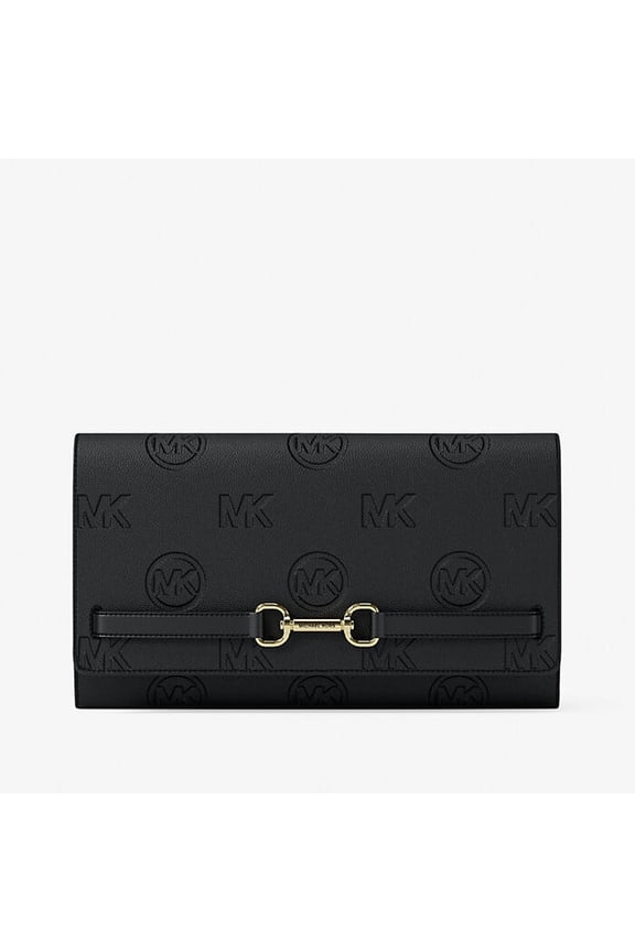 Carson Embossed Logo Wallet On Chain Crossbody Bag (Black)