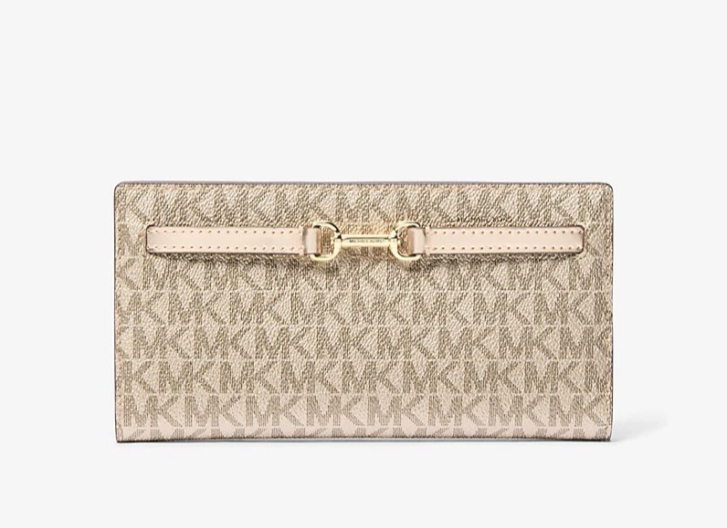 Michael Kors Carson Large Snap Wallet Pale Gold MK Signature
