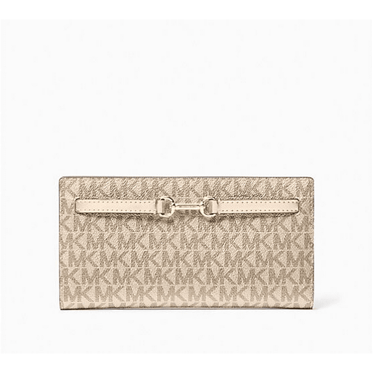 Michael Kors Carson Large Metallic MK Logo Zip Pocket Snap