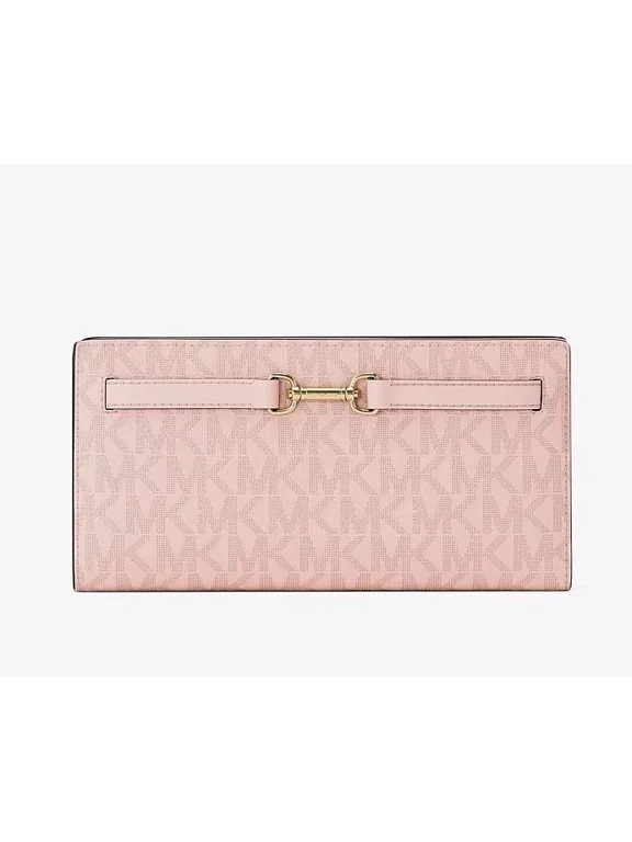 Women's Carson Large Signature Logo Snap Wallet (Powder Blush)