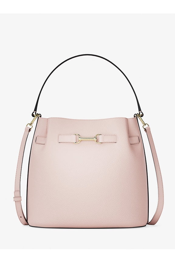 Carson Medium Pebbled Leather Convertible Bucket Crossbody Bag - Powder Blush
