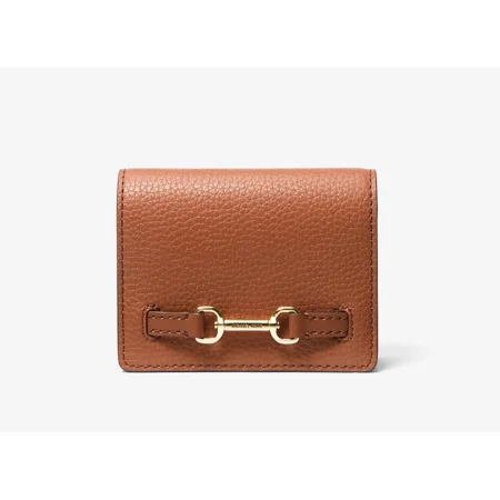 Michael Kors Carson Small Flap Pebbled Leather Card Wallet Luggage $178