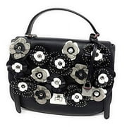 Michael Kors Cassie Large Th Satchel Leather Handbag Bag, Black/Floral