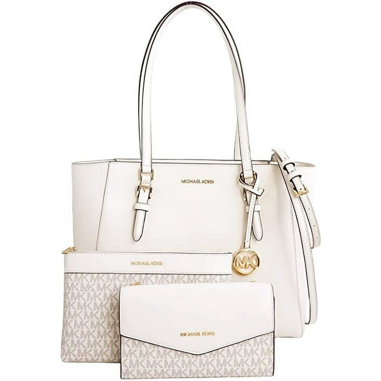 Michael Kors Bags | Michael Kors Charlotte Large 3 in 1 Tote Bag | Color: Gold/White | Size: Large | Tot77's Closet