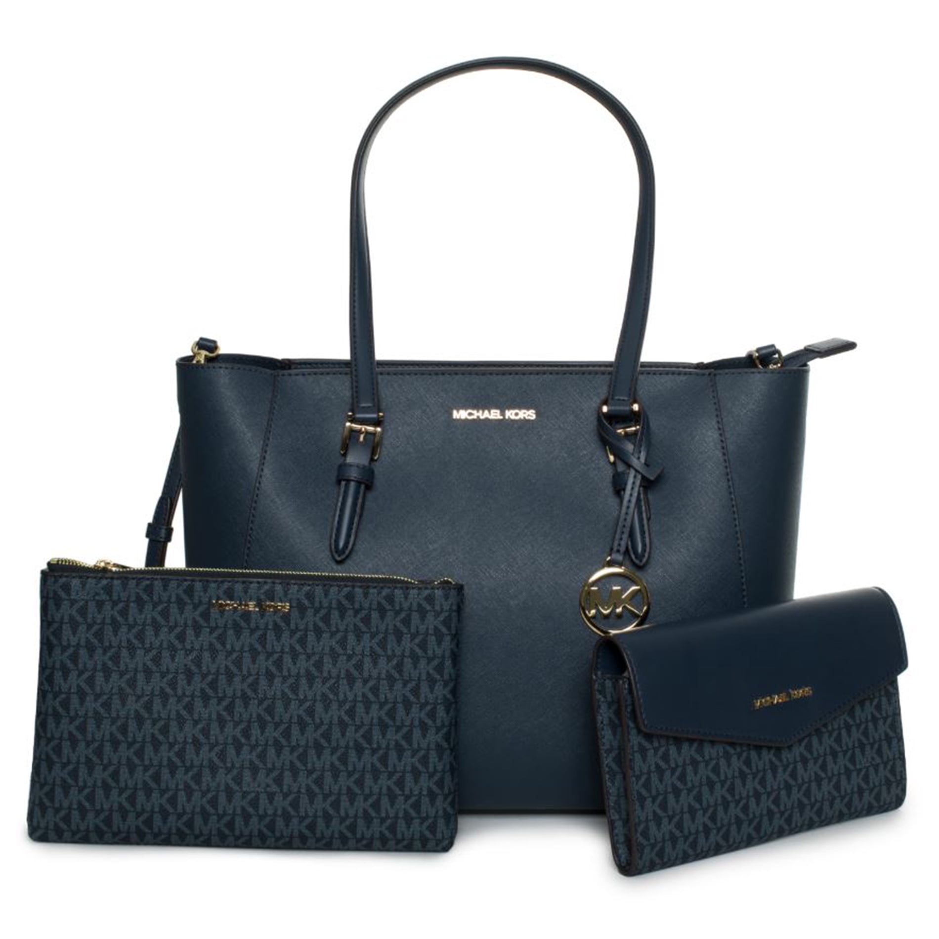 Michael Kors Charlotte Large Saffiano Leather 3-in-1 Tote Bag Navy