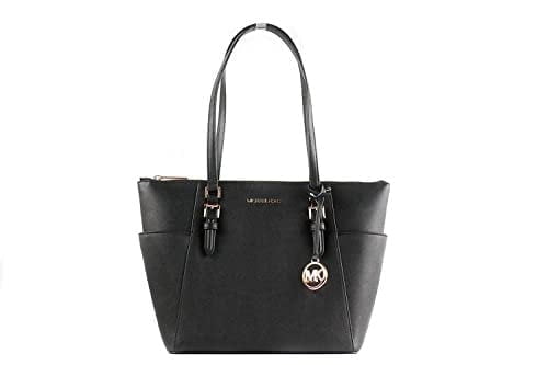 Black Saffiano Leather Large Top Zip Tote