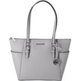 thumbnail image 1 of Michael Kors Charlotte Signature Leather Large Top Zip Tote Handbag Bag (Pearl Grey), 1 of 5