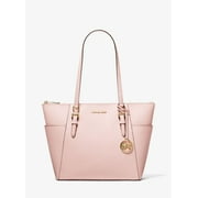 Michael Kors Charlotte Signature Leather Large Top Zip Tote Handbag Bag Powder Blush Solid, Female