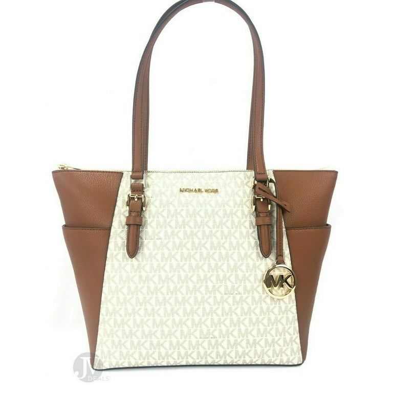Charlotte Large Logo and Leather Top-Zip Tote Bag