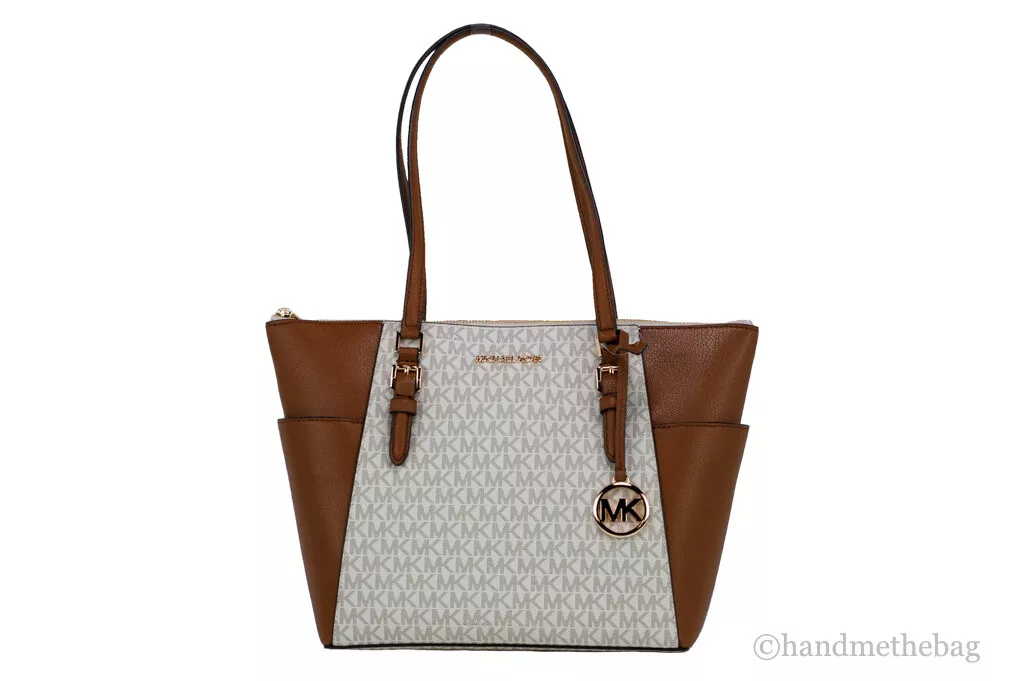 Michael Kors Charlotte Top Zip Tote Vanilla MK Sig