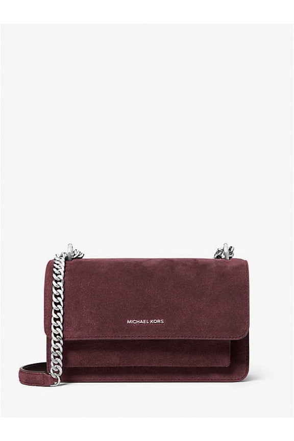 Claire Large Suede Shoulder Bag - OXBlood