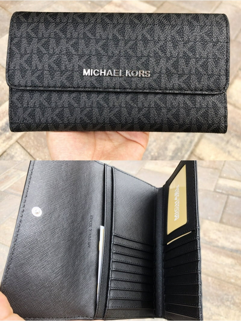 Michael Kors, Classic Trifold Wallet, Black Signature, Snap