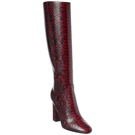 Michael Kors Collection Carly Runway Leather Long Boot, 35.5, Red