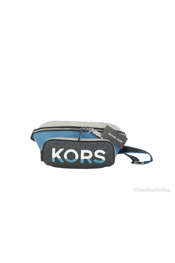 Cooper Large Blue Multi Leather Embroidered Logo Utility Belt Bag