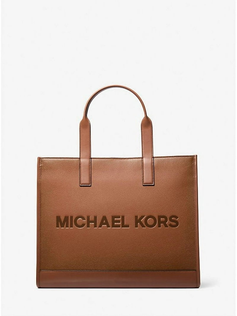 Michael Kors Cooper Logo Embossed Pebbled Leather Tote Bag-Luggage