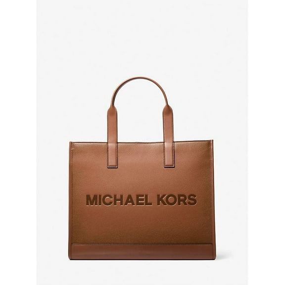 Michael Kors Cooper Logo Embossed Pebbled Leather Tote Bag-Luggage