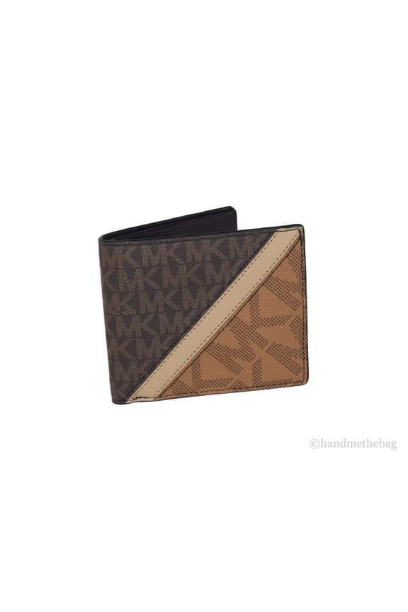 Michael Kors Cooper Men's Slim Brown Multi Signature PVC Striped Billfold Wallet