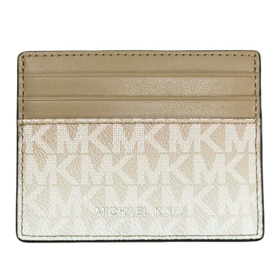 Michael Kors Cooper Ombré Logo Print Canvas Tall Card Case (Husk)