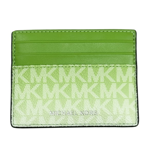 Michael Kors Cooper Ombré Logo Print Canvas Tall Card Case (Jungle Green)