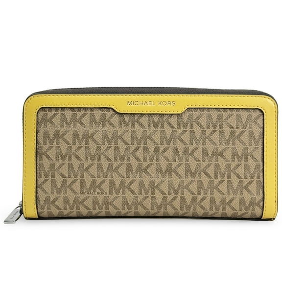 Michael Kors Cooper Signature Logo Zip-Around Wallet (Daisy Yellow Multi)