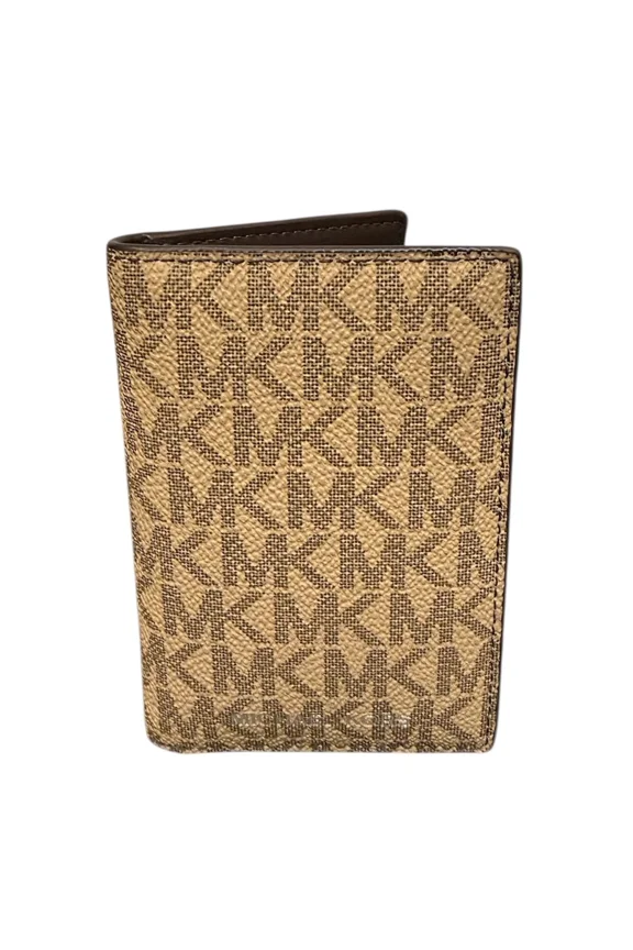 Copper Signature Logo Folding Card Case With ID Wallet Camel