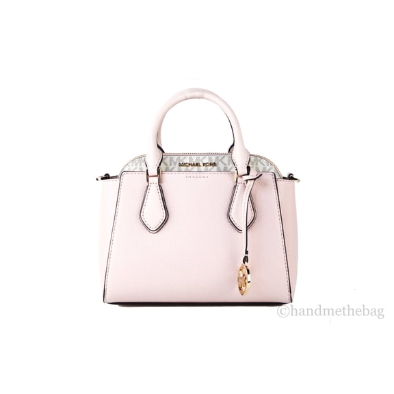 Michael Kors Daria Small Pebble Leather/Pvc 2 In 1 Satchel Dome Crossbody Handbag (Powder Blush Multi)