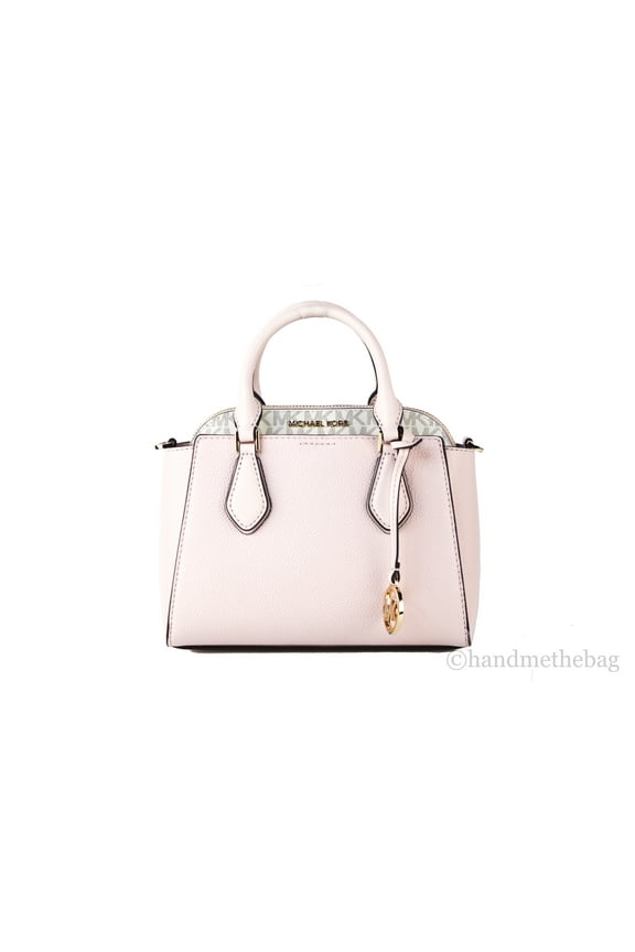 Daria Small Pebble Leather/Pvc 2 In 1 Satchel Dome Crossbody Handbag (Powder Blush Multi)