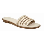 Michael Kors Deanna Whipstitch Leather Slide Open Toe Sandal