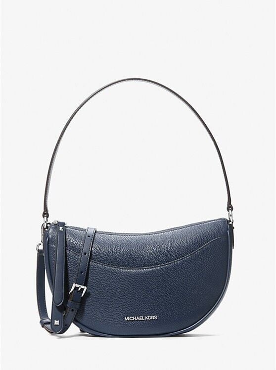 Michael Kors Dover Medium Pebbled Leather Half Moon Crossbody Bag