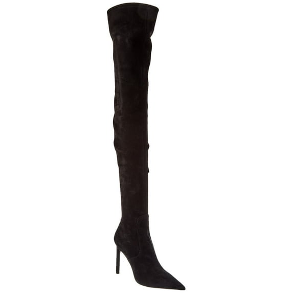 Michael Kors Elle Runway Suede Over-The-Knee Boot, 37.5, Black