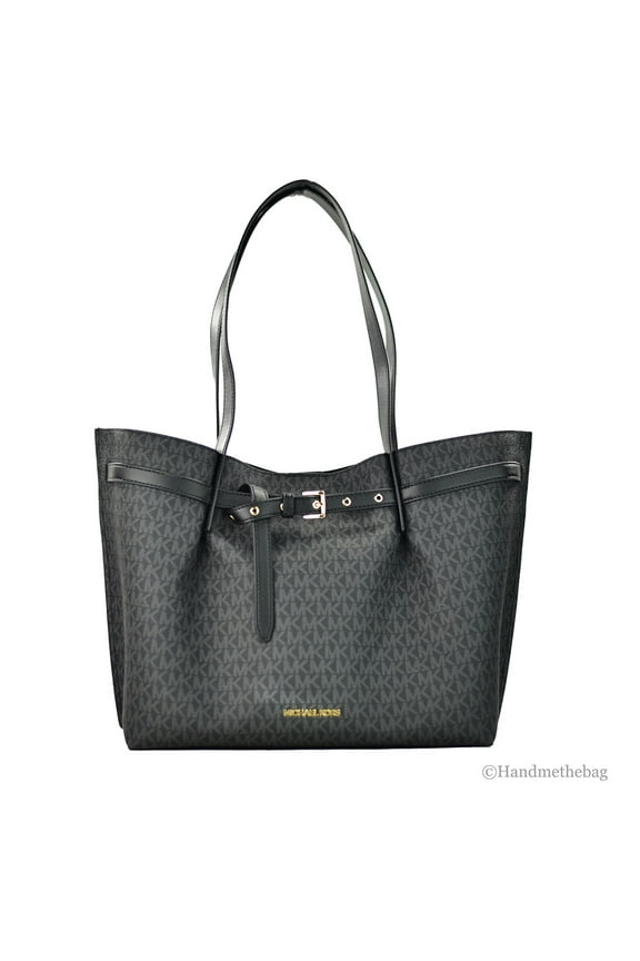 Emilia Large Black Signature PVC East West Tote Bag Purse