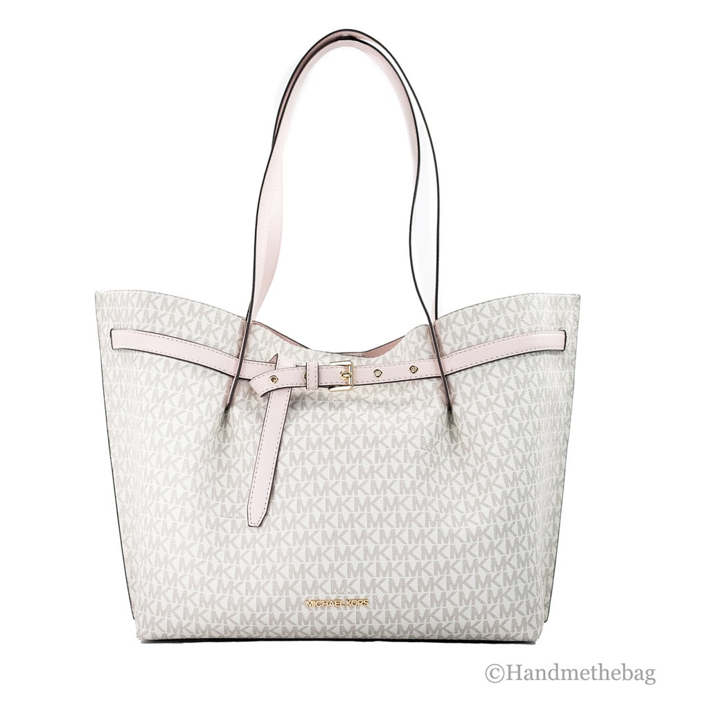 Michael Kors Emilia Large Powder Blush Signature PVC East West Tote Purse
